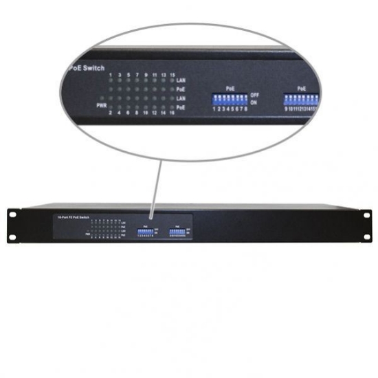 Picture of POE-SW1600I 16P POE Switch 10/100MP DIP switch, 250W (POE-SW1600I)