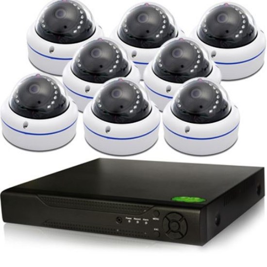 Picture of 8 HD-CVI Complete Security IR Dome Camera system Vandalproof (CVI8-8Pro1D)