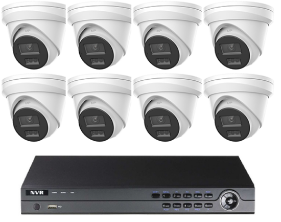 Picture of 8 Cameras Security System Kit with 16CH NVR, 4MP IP Colorvu Turret Cameras, and Night Vision (GNR21P6-16/D | GNC222-XD/U)