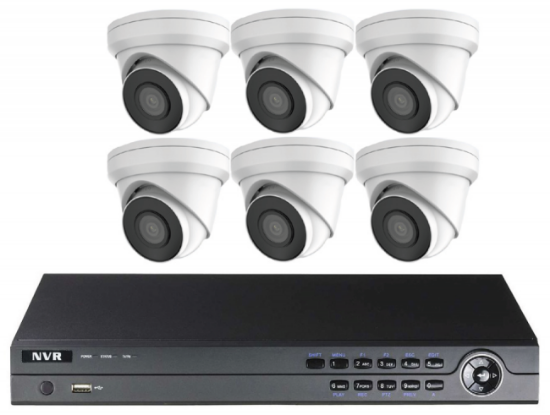 Picture of 6 Camera Turret Security Camera System with 8CH NVR, 8MP Resolution, and 100FT IR Range (GNR21P6-16/D | GNC222-XD/U)