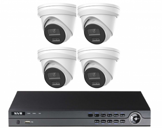 Picture of 4 Cameras Security Systems with Turret IP and Night Vision (GNR32P4-4 | GNC222-XD/U)