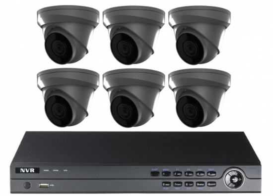 Picture of 6 Camera Security System Kit with 6 Camera Turret, 8CH NVR, and 2.8mm Lens (GNR33P8-8/D | GNC228-XD/U-2.8-G)