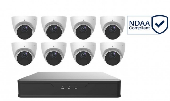 Picture of Eight 4MP Turret IP Cameras and 16Ch NVR NDAA compliant kit (GS34P6-P16-IQ | GS224-XD)