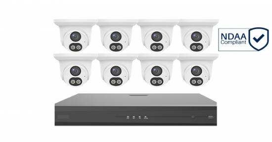 Picture of Eight ColorHunter Turret IP Cameras and 16Ch NVR NDAA compliant kit (GS34P6-P16-IQ | GS224G2-XD/LU-2.8)
