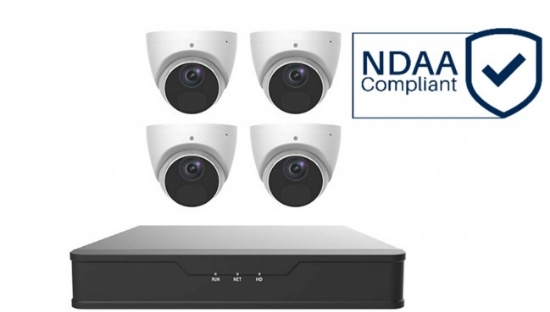 Picture of Four 4MP Turret IP Cameras and 4Ch NVR NDAA compliant kit (GS34P4-P4-IQ | GS224-XD-2.8)