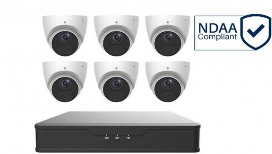 Picture of Six 4MP Turret IP Cameras and 8Ch NVR NDAA compliant kit (GS34P8-P8-IQ | GS224-XD-2.8)