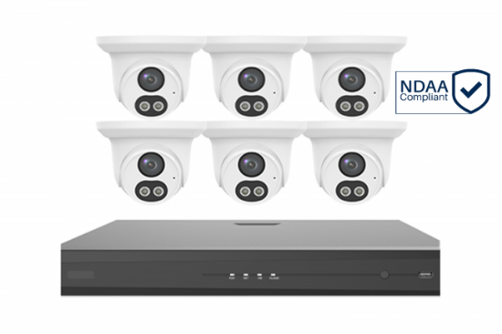 Picture of Six ColorHunter Turret IP Cameras and 8Ch NVR NDAA compliant kit (GS34P8-P8-IQ | GS224G2-XD/LU-2.8)