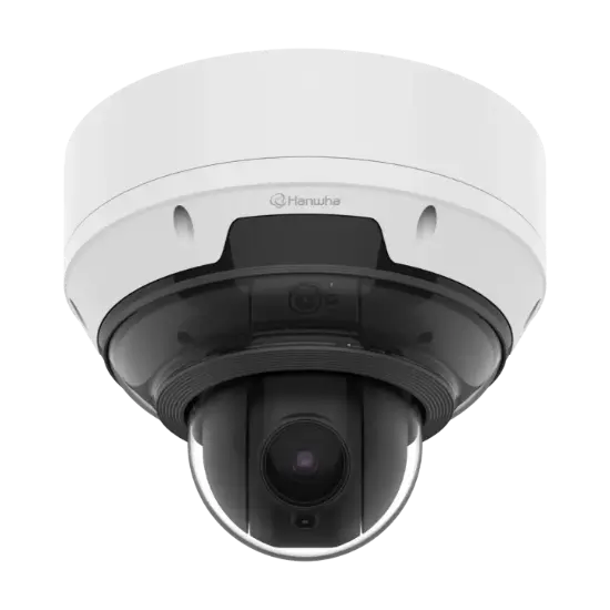 Picture of Hanwha Vision 3CH + PTZ, AI, IR Multi directional outdoor camera / 5MP x 3CH + 4MP 18x PTZ (PNM-C19183RVTP)
