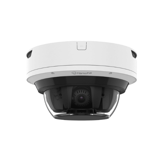 Picture of Hanwha Vision 4x8MP Outdoor AI Multi-Sensor Network IP Security Camera with 4.38-9.33mm Lens, 2.13x Optical Zoom, Built-In IR and Embedded WAVE VMS (PNM-C32084RQZ-8XE4T-W)