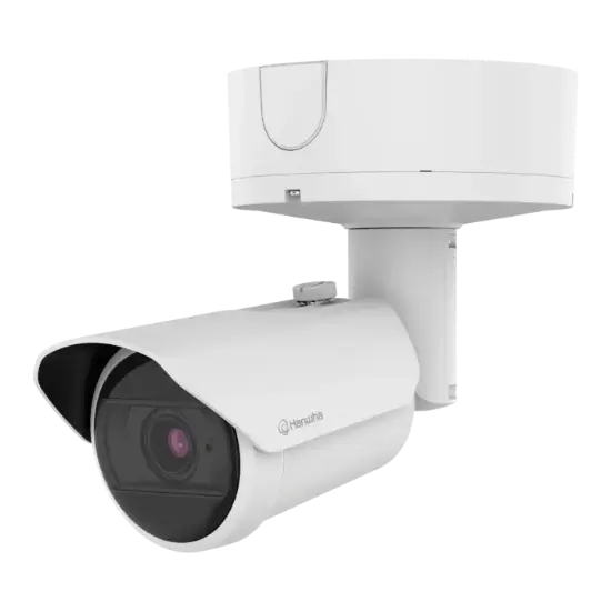 Picture of Hanwha Vision 6MP Night Vision Outdoor Bullet IP Security Camera with AI and IVA, 4.4~9.3mm Motorized Lens (XNO-8083R)